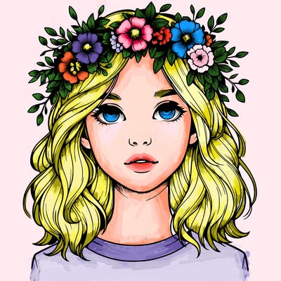 realistic girl with flower crown