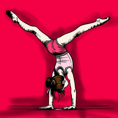 realistic gymnastic hand stand girl in four splits