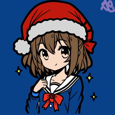 anime girl wearing a santa hat