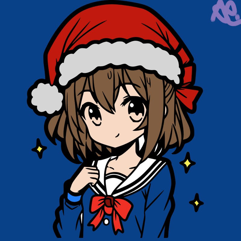 anime girl wearing a santa hat