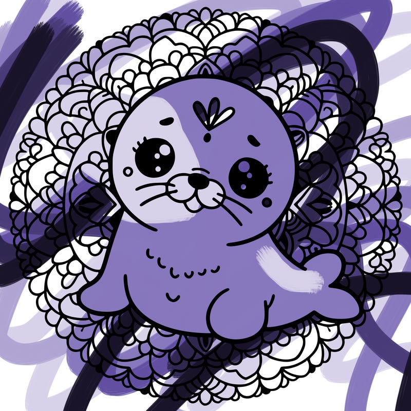 a cute baby seal mandala