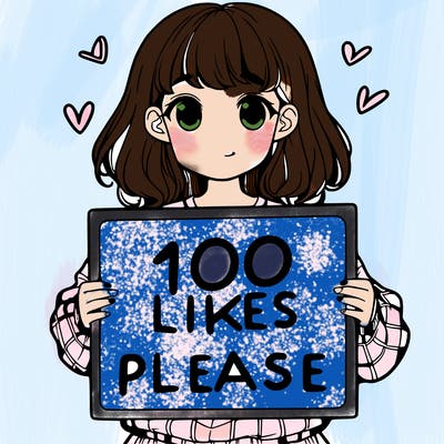 a girl holding a sign saying 100 likes please
