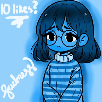 sad girl with glasses in a sweater