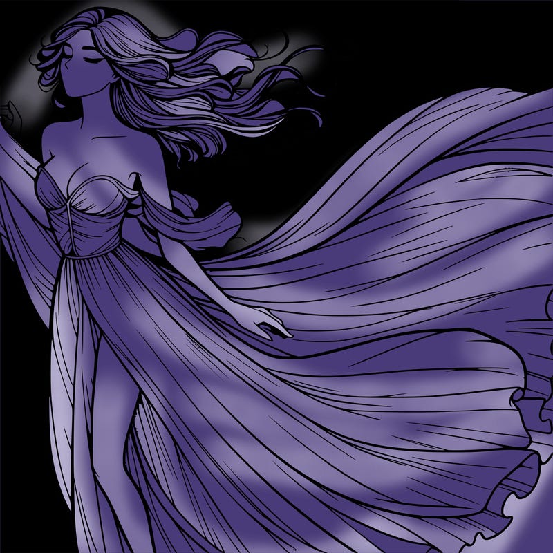 realistic woman in dress flowing the the wind