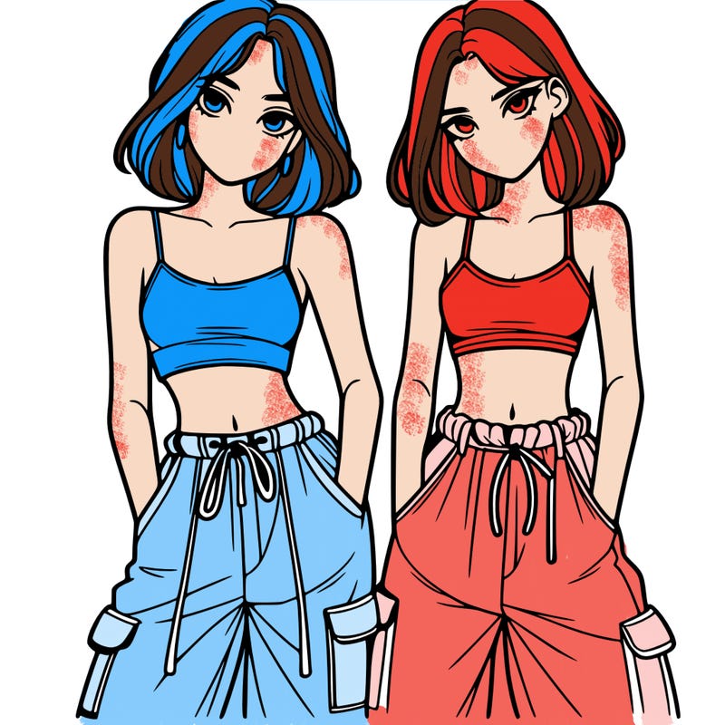 two girls with crop top with baggy pants