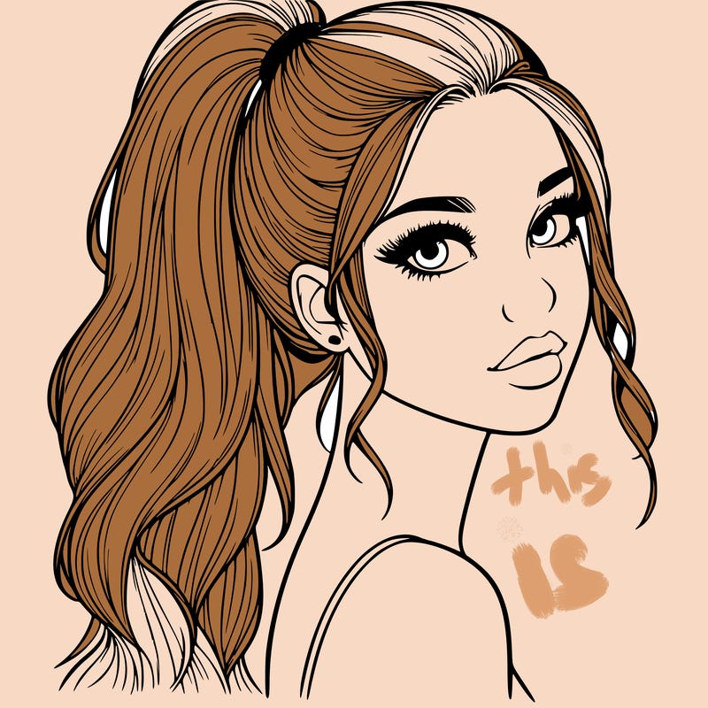 realistic pretty girl with high pony tail