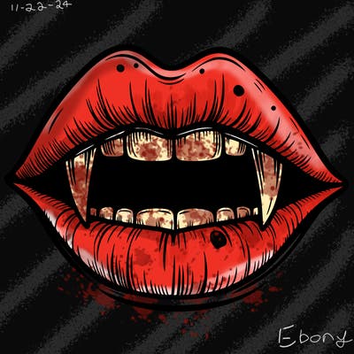 lips with vampire teeth