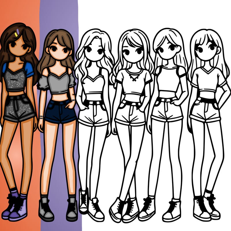 a group of girls wearing crop tops and shorts