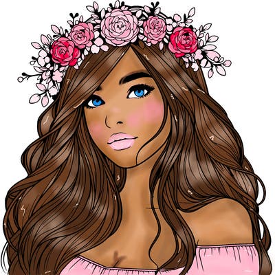realistic girl with flower crown