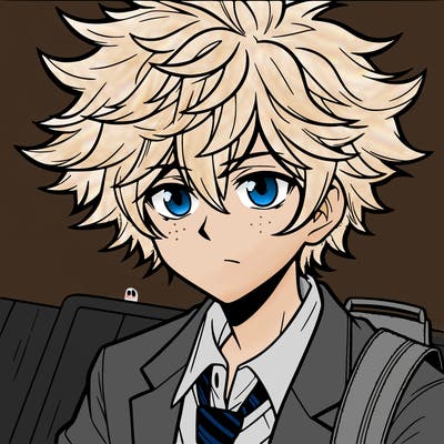 manga character boy with large hair