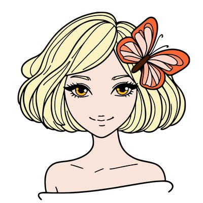 woman with butterfly short hair