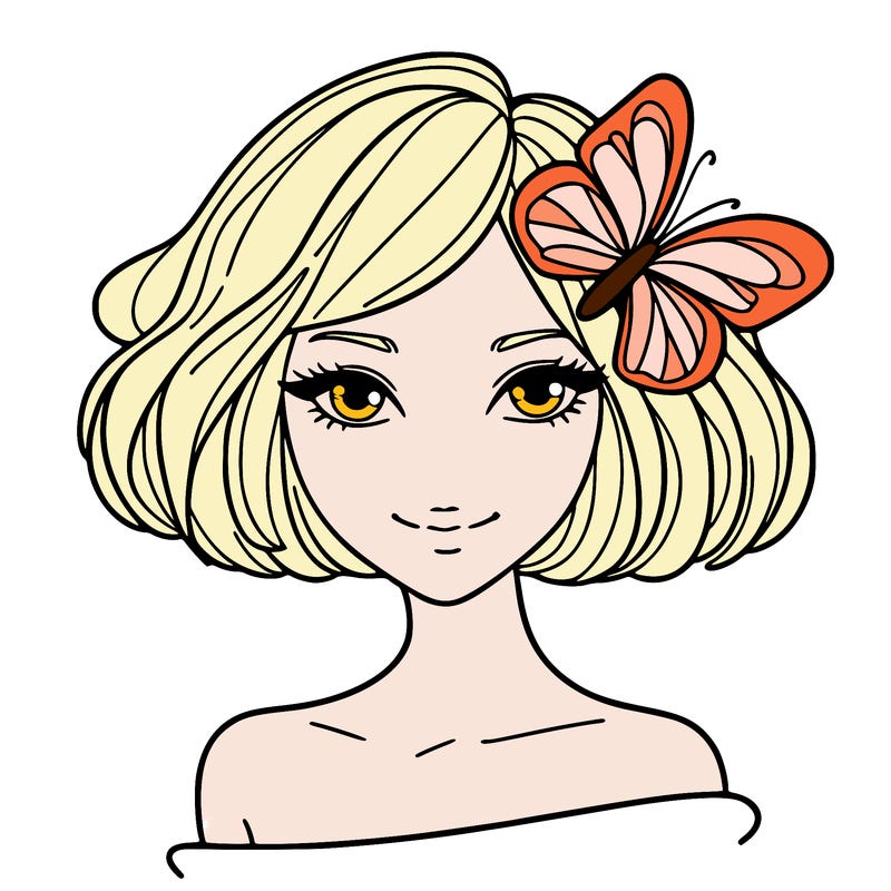 woman with butterfly short hair