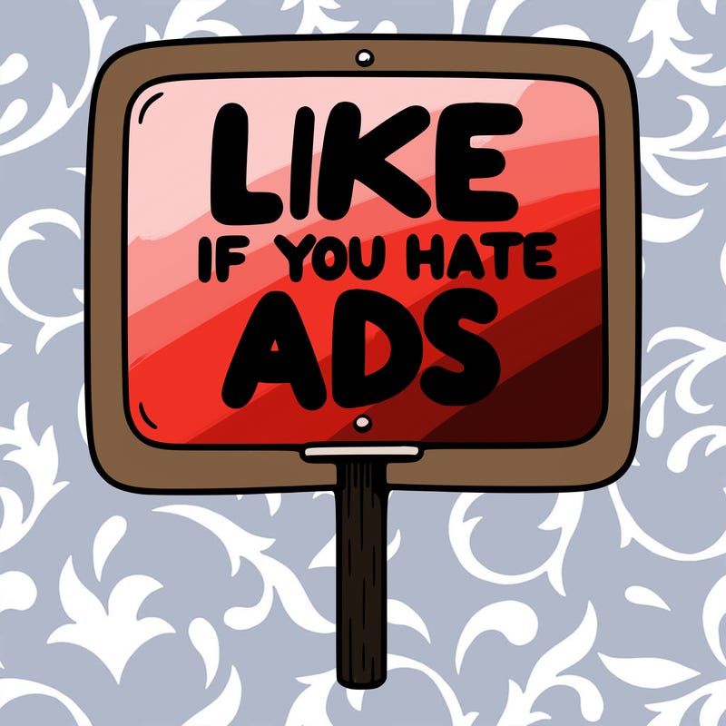 a sign that says like if you hate ads