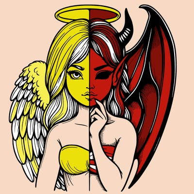 realistic angel half demon