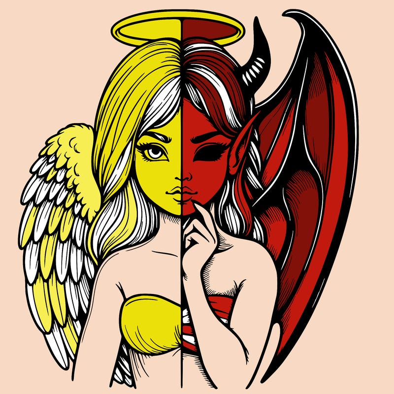 realistic angel half demon