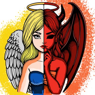 realistic angel half demon