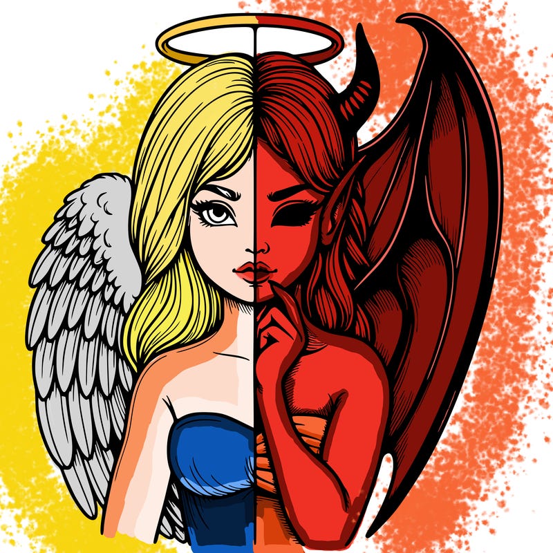 realistic angel half demon