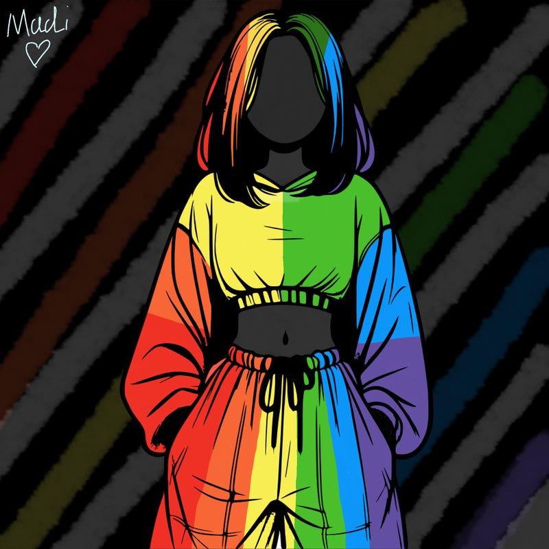 realistic girl faceless with baggy pants and a crop top