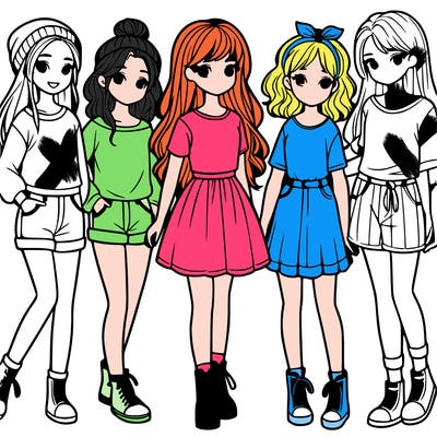 a group of five girls