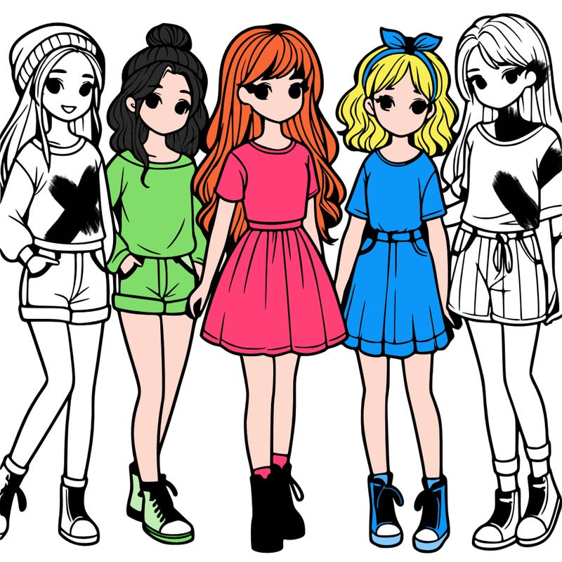 a group of five girls