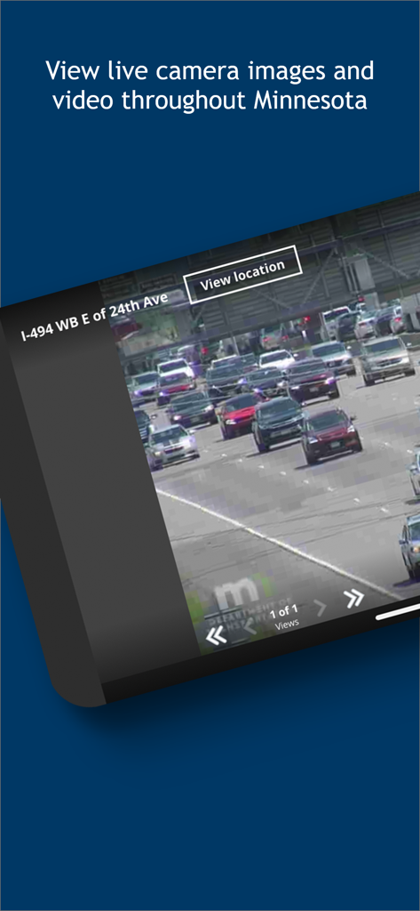 Live highway traffic camera feed on the Minnesota 511 mobile app