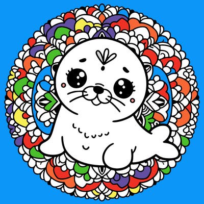 a cute baby seal mandala