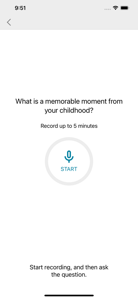 FamilySearch Memories app screen for recording family stories and childhood memories