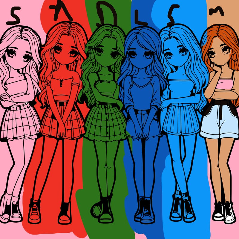 a group of girls realistic