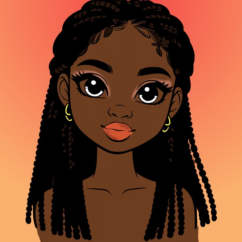 a realistic black girl with braids