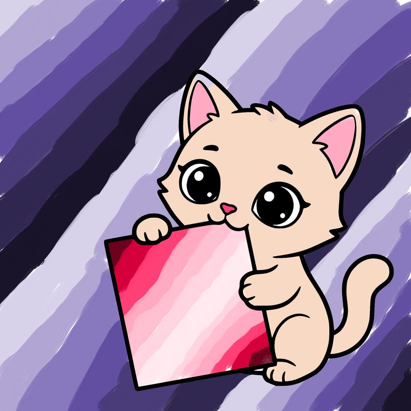 a small cat with a blank sheet of paper in its hand. the cat is sooooooo cute!