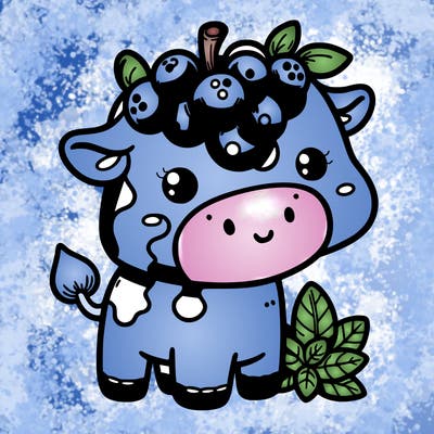 cute blueberry cow