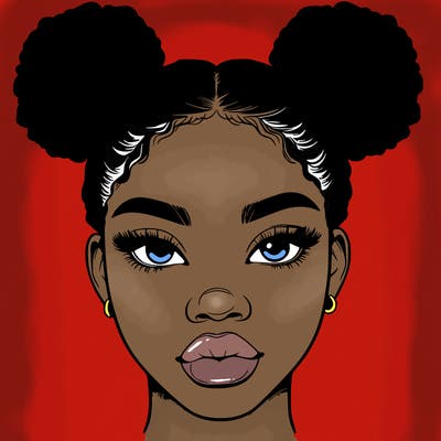 realistic black woman with two buns