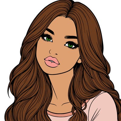 realistic girl with hair on her hair and lips