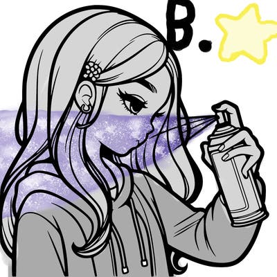 a realistic girl spray painting