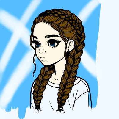 realistic girl with braids