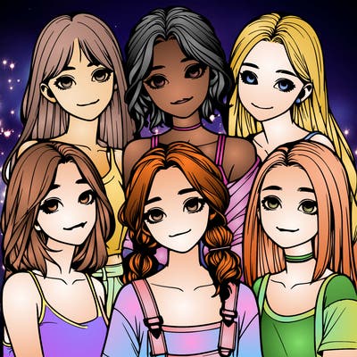 a group of girls realistic