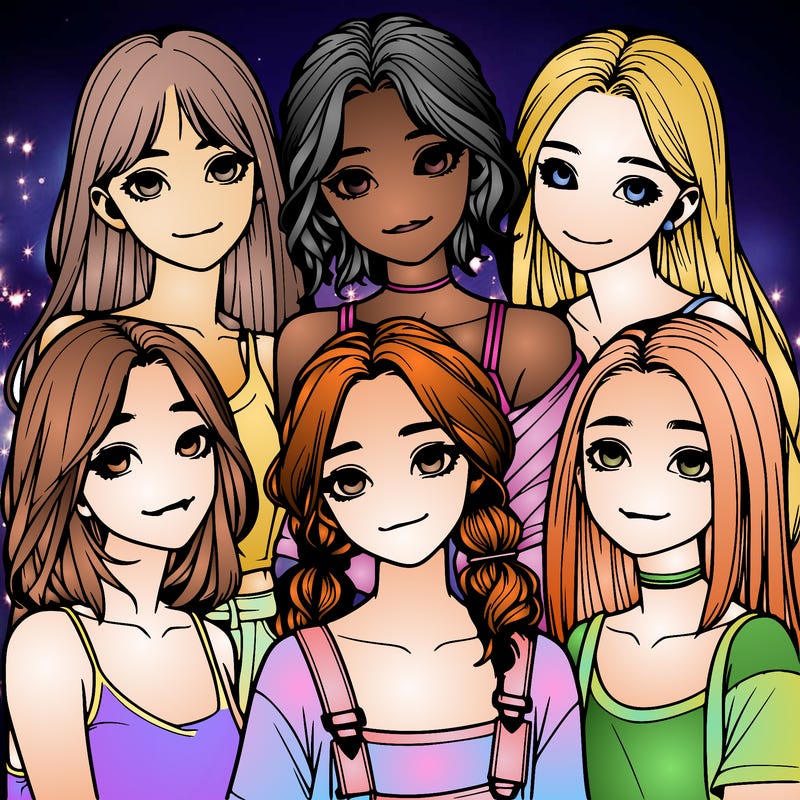 a group of girls realistic