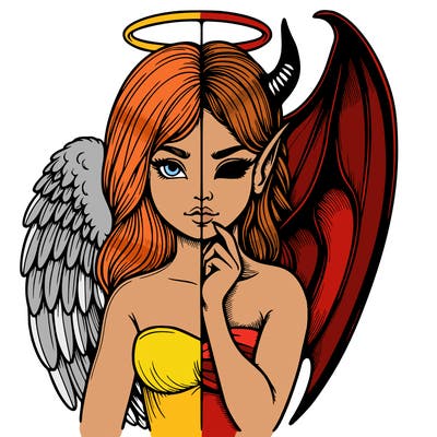 realistic angel half demon