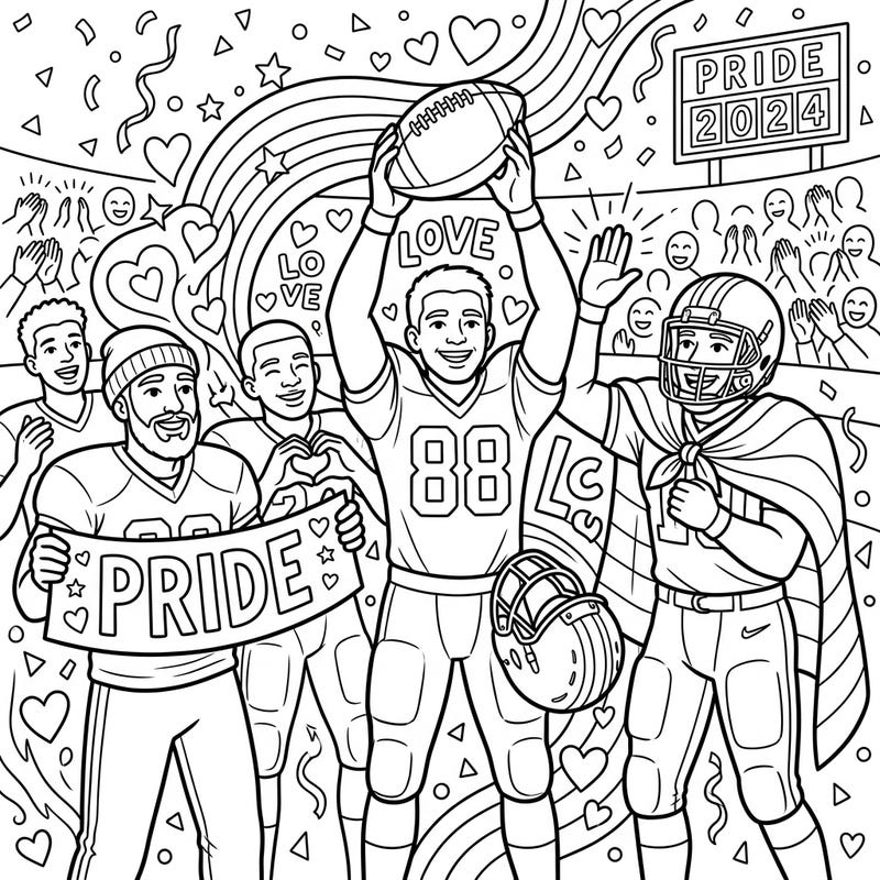 Join the celebration with our exclusive Long Snappers Pride coloring page, capturing the spirit of unity and sport. This vibrant scene is packed with festive details, perfect for expressing creativity and joy.