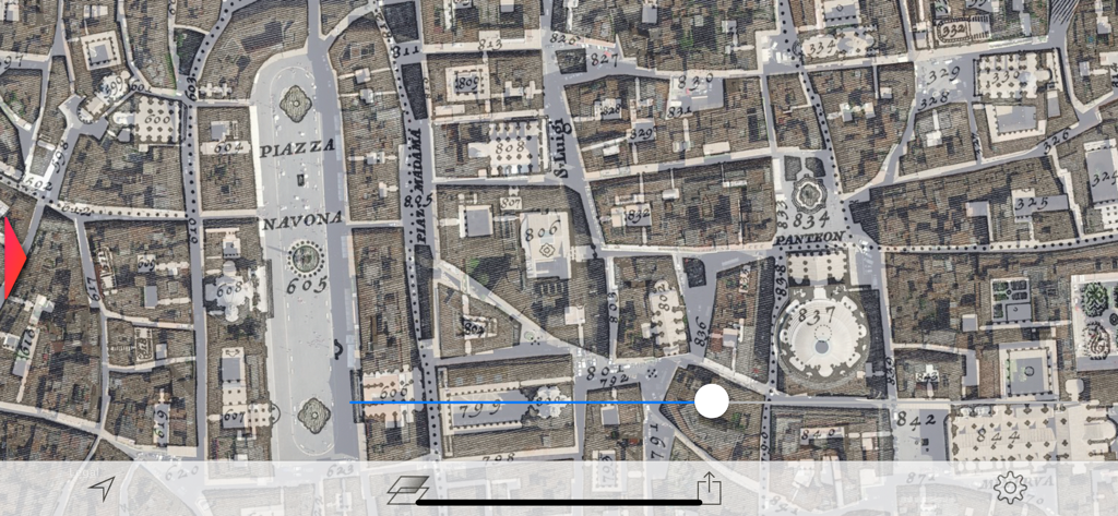 Nolli - Navigate Rome in 1748 - Un mapa histórico detallado de Roma de 1748 que muestra la Piazza Navona y el Panteón