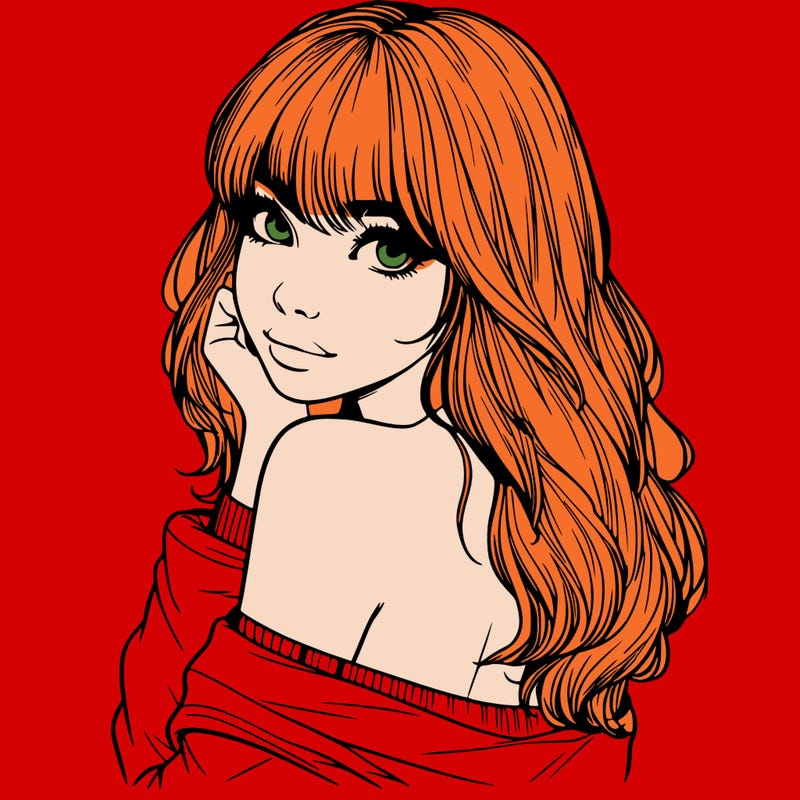 realistic girl with bangs looking over her shoulder