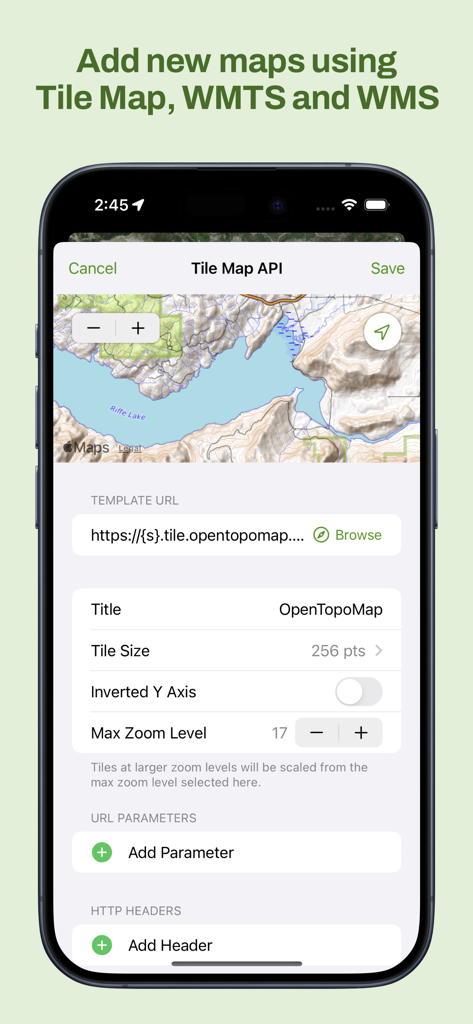 Maptrails - Maptrails app interface for adding custom Tile Map WMTS and WMS layers