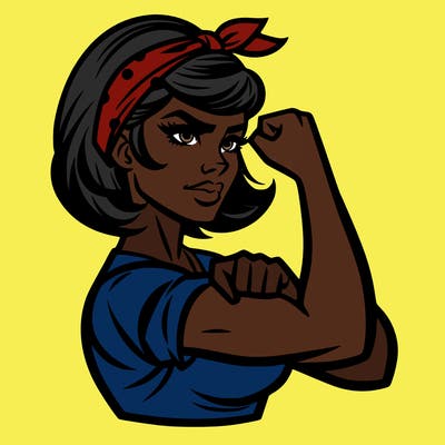 strong woman with a 60s american ad style