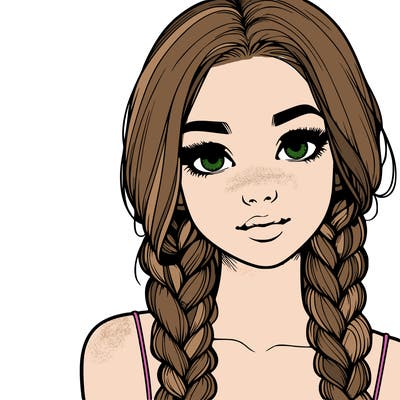 realistic girl with braids