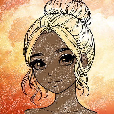 realistic pretty girl with hair in bun