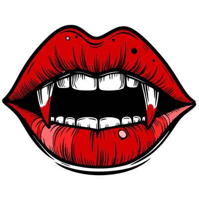 lips with vampire teeth