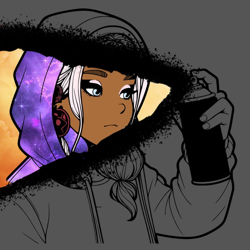 a realistic girl, spray painting