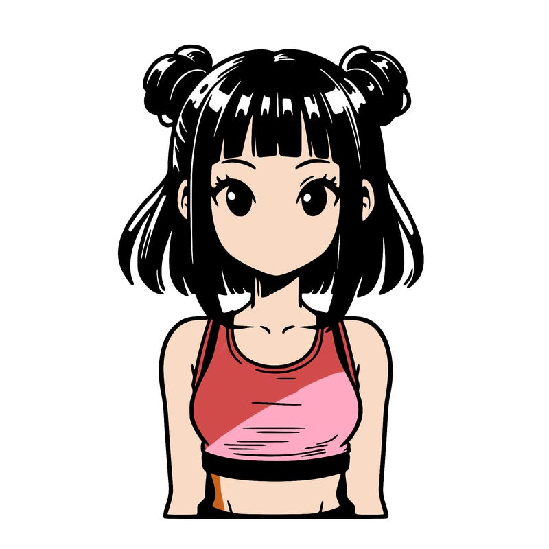 manga girl with crop top