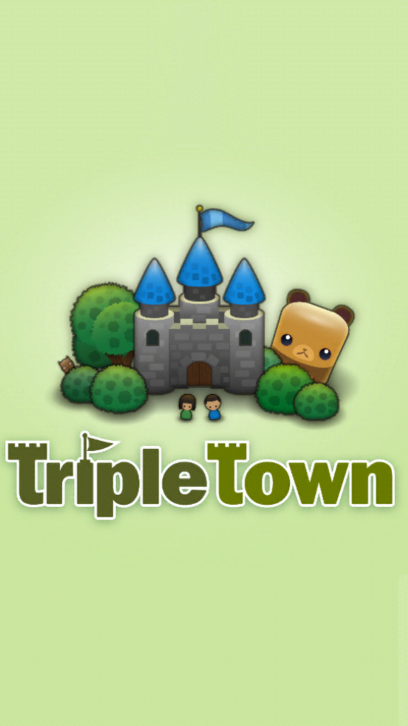 Triple Town game logo featuring a stone castle and a bear