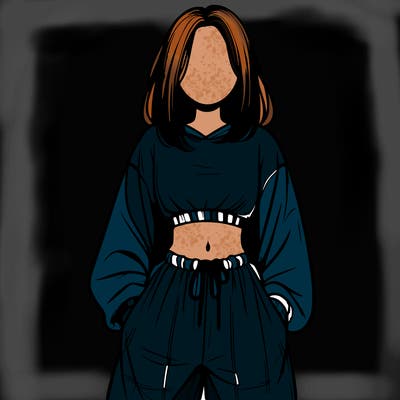 realistic girl faceless with baggy pants and a crop top